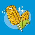 classic skewered sweet corn street food snack doodle illustration