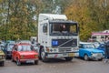 Classic small car Polski Polski Fiat 126p, Trabant and a big old truck Royalty Free Stock Photo