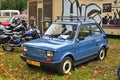 Classic small Polish blue car Polski Fiat 126p front view Royalty Free Stock Photo