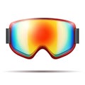Classic snowboarding goggles with big rainbow glass