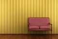 Classic sofa in front of yellow striped wall