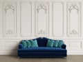 Classic sofa in classic interior with copy space