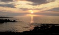 Classic South Kona Hawaiian sunset over lava field and bay