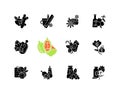 Classic spices black glyph icons set on white space