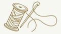 Classic Spool of Thread with Needle Sewing Vector, vector design Generative AI Royalty Free Stock Photo
