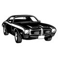 Classic Sport Car, Muscle car, Vintage car, Stencil, Silhouette, Vector Clip Art for tshirt and emblem