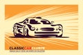 Classic sport car retro poster Royalty Free Stock Photo