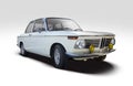 Classic car BMW 2002 side view isolated on white Royalty Free Stock Photo