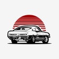 Classic Sport Muscle Car Vector Art Illustration Design Rear View. Best for Automotive Classic T-Shirt Design