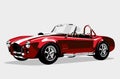 Classic sport red car AC Shelby Cobra Roadster