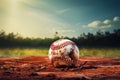 Classic sport Vintage retro graphic art showcases baseball on grass