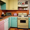 Classic 80sstyle middleclass kitchen decor Royalty Free Stock Photo