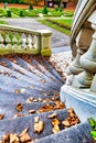 Classic staircase and landscaped palace gardens