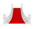 Classic Staircase with Red Carpet Isolated