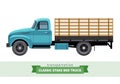Classic stake bed truck side view Royalty Free Stock Photo