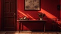 Classic Still Life Composition: Red Door On Table In Study