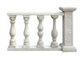 Classic stone balustrade with column isolated over white Royalty Free Stock Photo