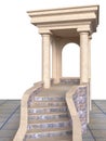 Classic stone portico with columns and stairs