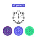 Classic stopwatch outline icons set.