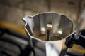Classic Stovetop or Moka Pot Espresso Maker brewing coffee