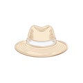 Classic straw fedora hat with white band isolated on white background Royalty Free Stock Photo