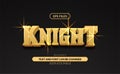 Classic strong golden 3d knight editable text effect eps file vector Royalty Free Stock Photo