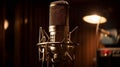 Classic Studio Microphone In The Stand in a Music Studio Setting - Generative AI Royalty Free Stock Photo