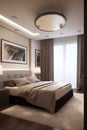 Classic style bedroom interior with modern bed in luxury house. AI generated Royalty Free Stock Photo