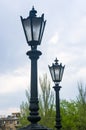 Classic style city lamppost at sunset, close up Royalty Free Stock Photo