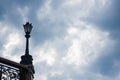 Classic style city lamppost at sunset, close up Royalty Free Stock Photo