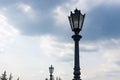 Classic style city lamppost at sunset, close up Royalty Free Stock Photo