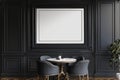 Classic style dining room Empty frame on black wall Royalty Free Stock Photo