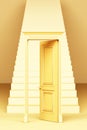 Classic style door Open in front of the stairs, walkway straight up Royalty Free Stock Photo