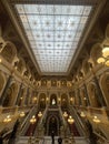 classic style hall with stained glass ceiling of the national museum