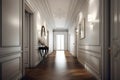 Classic style hallway interior in luxury house. Generative AI Royalty Free Stock Photo