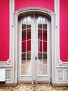 Classic style interior wooden doors with mirror Royalty Free Stock Photo