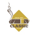 Classic style logotype with cigars against yellow rhombus Royalty Free Stock Photo