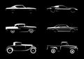 Classic Style Vehicle Silhouettes collection set illustration Royalty Free Stock Photo