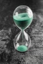 Classic Style Vintage Old Hourglass Sandglass Clock. A sandglass, modern hourglass or egg timer showing the last second or last Royalty Free Stock Photo