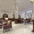 Classic styled hotel lobby interior