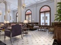 Classic styled hotel lobby interior