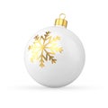 Classic stylish Christmas tree toy golden snowflake decor realistic vector illustration