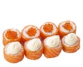 Classic sushi roll set isolated on white
