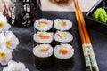 Classic sushi with salmon