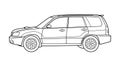 Classic suv car. Crossover car side view shot. Outline doodle vector illustration. Royalty Free Stock Photo