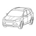 Classic suv car. Crossover car side view shot. Outline doodle vector illustration. Design for print, coloring book Royalty Free Stock Photo