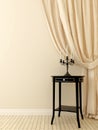 Classic table and beige curtains Royalty Free Stock Photo