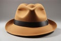 Classic tan felt Fedora isolated on white Royalty Free Stock Photo