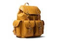 Vintage style tan leather backpack isolated on white background Royalty Free Stock Photo