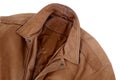 Brown leather jacket isolated on white background Royalty Free Stock Photo